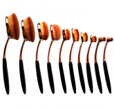 Conjunto de 10 pcs de Maquiagem Profissional sintético Rose Golg Oval, FRETE GRÁTIS!