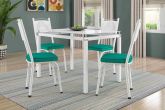 Mesa Malva Tmp Vdr 107x73 Base Branco com 4Cd 151 Branco. Estofado.Turquesa Artefamol