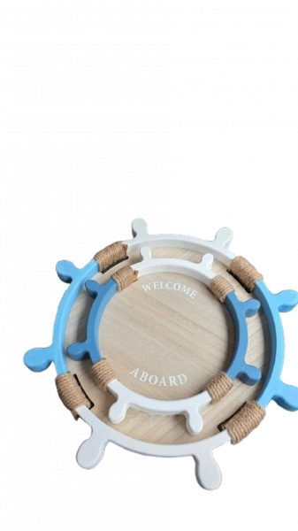 Enfeite Decorativo Bandeja em Formato de Timão de Madeira 2 Pçs