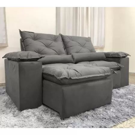 Estofado Retratil Reclinavel Fenix 230 2x115 Veludo Cinza Grafite 25 Diviminas