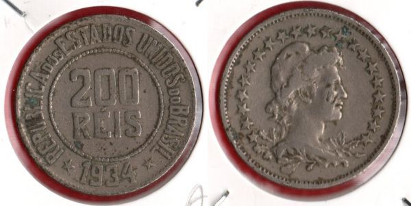 V106-2 - 200 Réis 1934 -Tiragem  BAIXA - 612.000