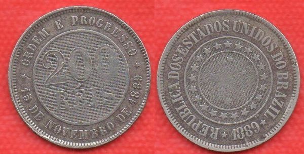V045-4 - 200 Réis 1889 - Tiragem 4.829,000