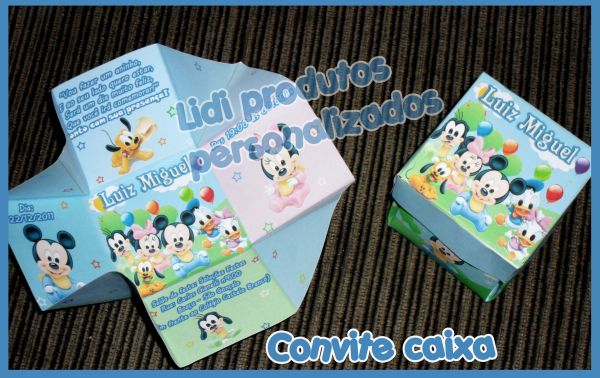 Convite caixinha tema Disney baby