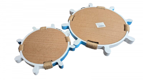 Enfeite Decorativo Bandeja em Formato de Timão de Madeira 2 Pçs