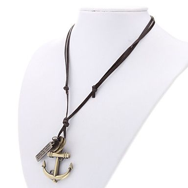 Colar de Couro Ajustável com âncora e outros acessórios #00454210