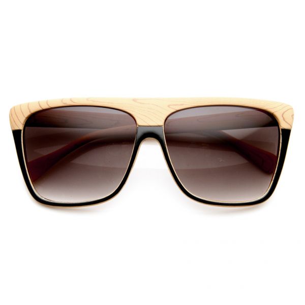 INDIE FASHION WOOD PRINT FLAT TOP AVIATOR SUNGLASSES 8810