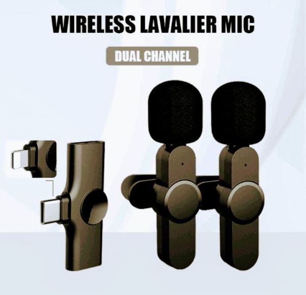 Microfone lapela sem fio para iPhone, telefone Android