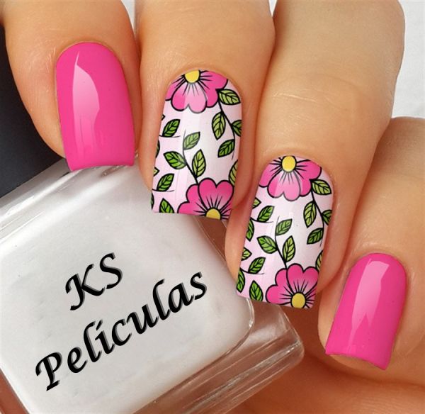 Películas de Unha Ramo com Flores - FL148