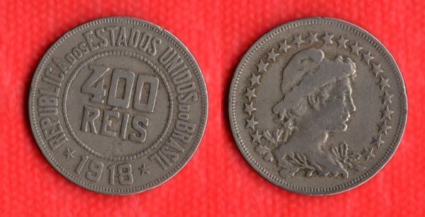 V108-1 - 400 réis 1918 - Tiragem  BAIXÍSSIMA = 491.250