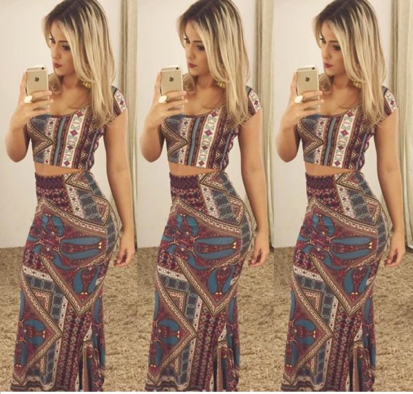 Conjunto Saia Longa e Cropped
