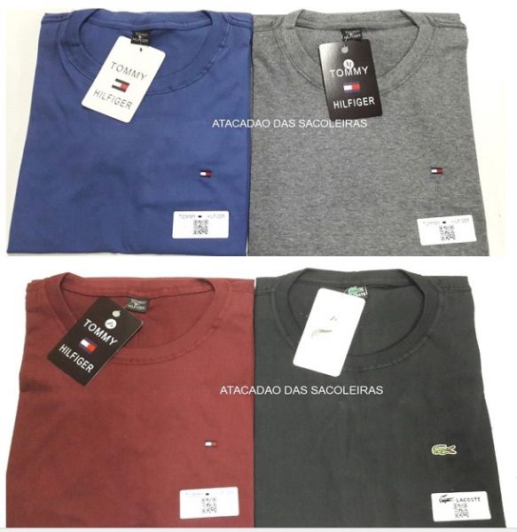10 Peças - Camiseta Gola Careca Bordada Primeira Linha