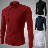 2015 Nova Mens Fashion Camisa Manga Longa Camisa temperamento homens livres Shiping