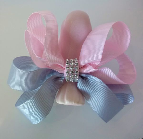 Laço Duplo Cinza Rosa