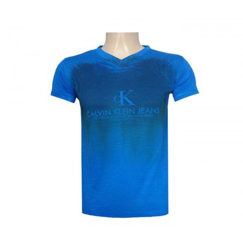 CAMISA CALVIN KLEIN GOLA V AZUL ROYAL