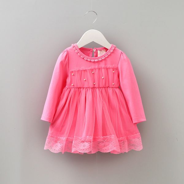 Vestido Infantil Primavera Bebê Perolas Princesas Algodão