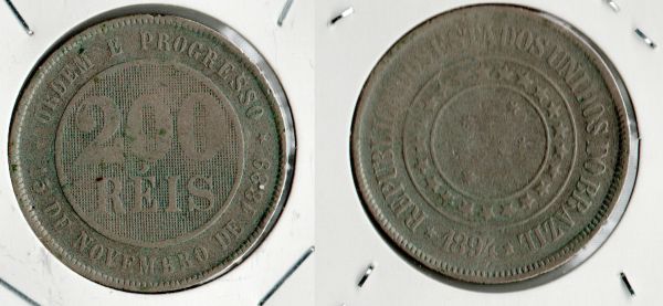 V047-1 - 200 Réis 1894  - Tiragem 1.561,500