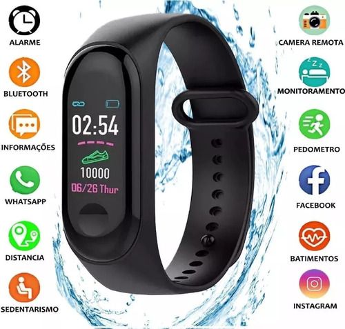 Relógio Inteligente M4 WK Bluetooth /Batimentos Cardíacos / Pedômetro / Smartwatch Esportivo