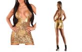 Vestido Dourado com Argola Dourado