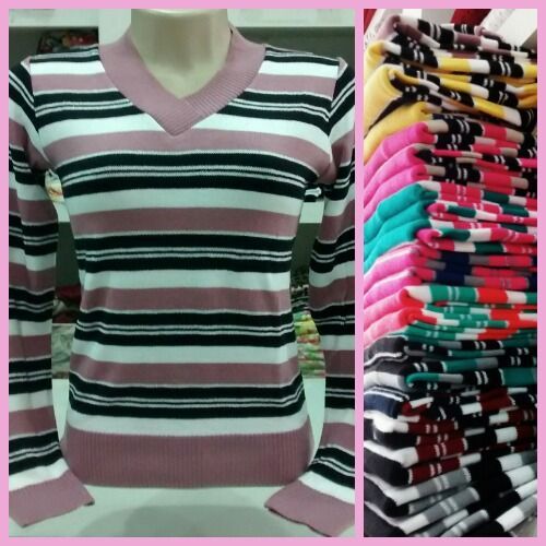 Blusa listras gola V