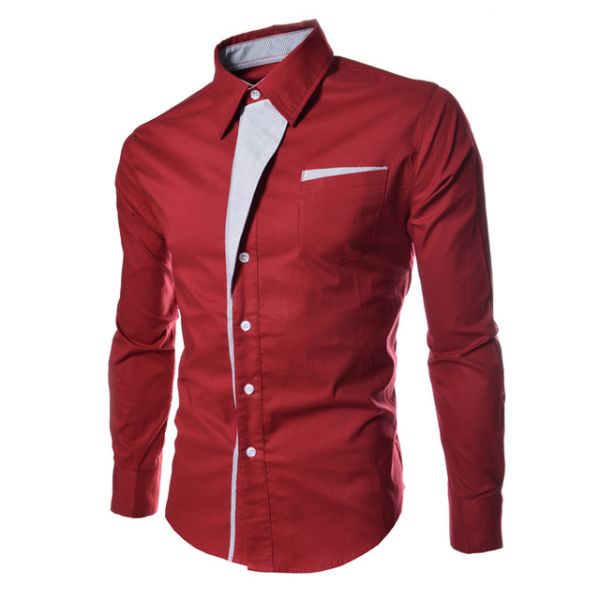 Camisa Casual Social Manga Longa Luxo Homens De Negocios