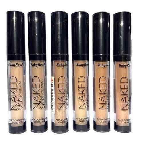 6 UN Corretivo Líquido Ruby Rose Naked Skin Alta Cobertura