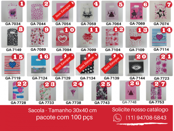 Sacola P/ presente 6- 30x40 PT C/ 100 pçs