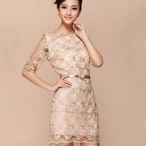 Ouro Linha Lace Temperamento das Mulheres de cultivar a moralidade Mostrar fina luva No Vestido #016