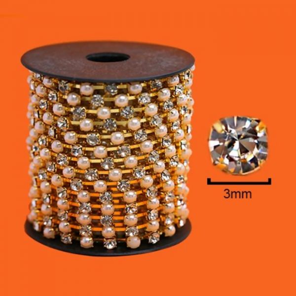 Strass Ouro com Pérola nº10 (10 metros)