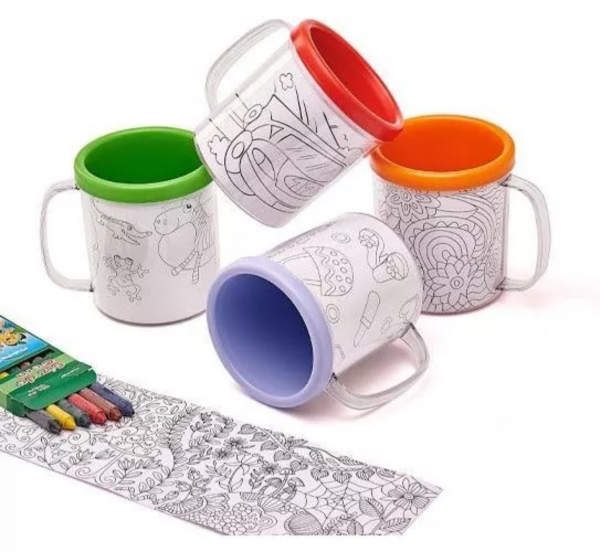 Caneca Acrílica de Colorir - Kit com 12 Unidades – Diversão Criativa e Personalizada para a Festa!