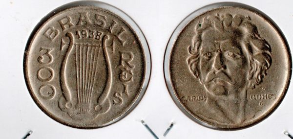 V148-2 - 300 Réis 1938 - Tiragem BAIXA 3.752.000