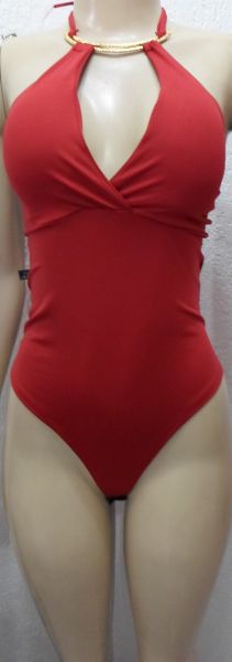 Body Vermelho com detalhe dourado no pescoço Cod: 00018