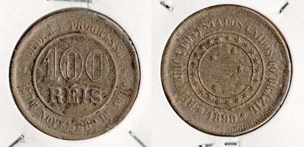 V043-1 - 100 Réis 1899 - Tiragem 2.990,000