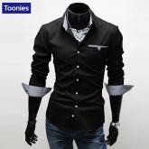 Camisa Casual Luxo Social Manga Longa Homens De Negocios