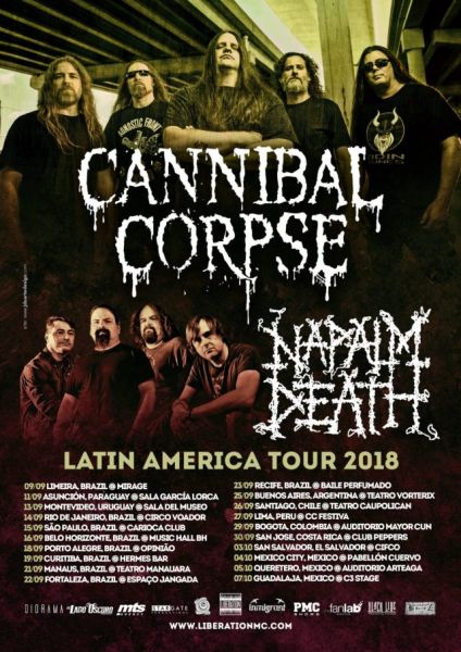 Cartaz Turnê - Napalm Death / Cannibal Corpse (Enrolado)