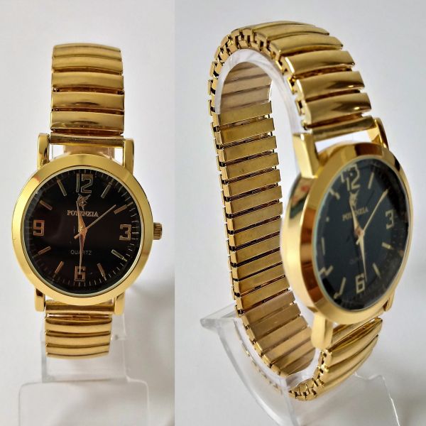 RELÓGIO POTENZIA DOURADO COM FUNDO PRETO
