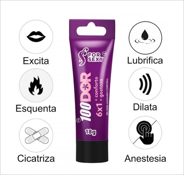 GEL ANESTÉSICO 100DOR 6X1 MULTIFUNÇÕES 18 G FOR SEXY