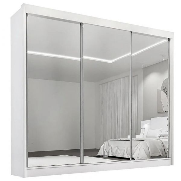 Roupeiro Dubai 3P com Espelhos Branco D Doro