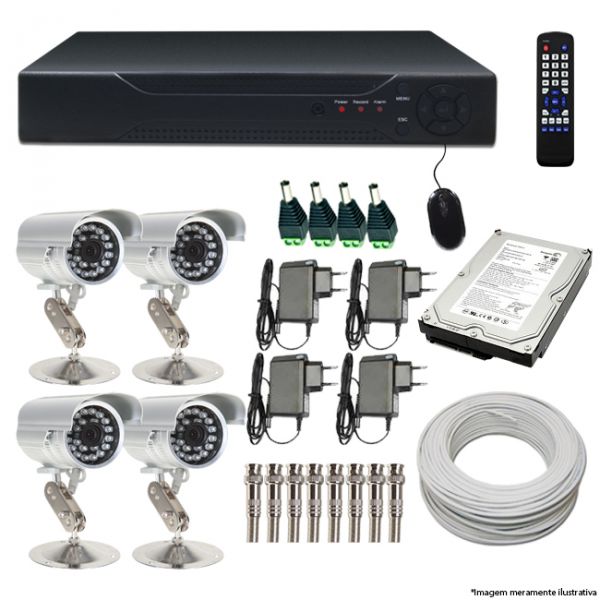 Kit Dvr 4 Cameras Infra Sony 1200l Hd Frete Gratis