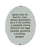 CÓD-RE33 ESFERA OVAL ORAÇÃO SANTO ANJO 11X8 MDF BRANCO COM 2 FUROS