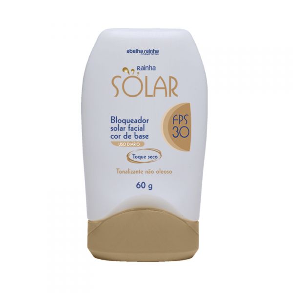 3438 RAINHA SOLAR - BLOQUEADOR SOLAR FACIAL COR DE BASE PELE CLARA FPS-30 - 60 G
