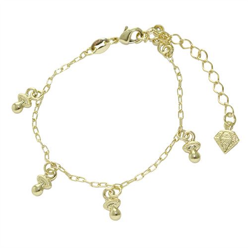 Pulseira infantil folheada a ouro 18k com chupetas - P082
