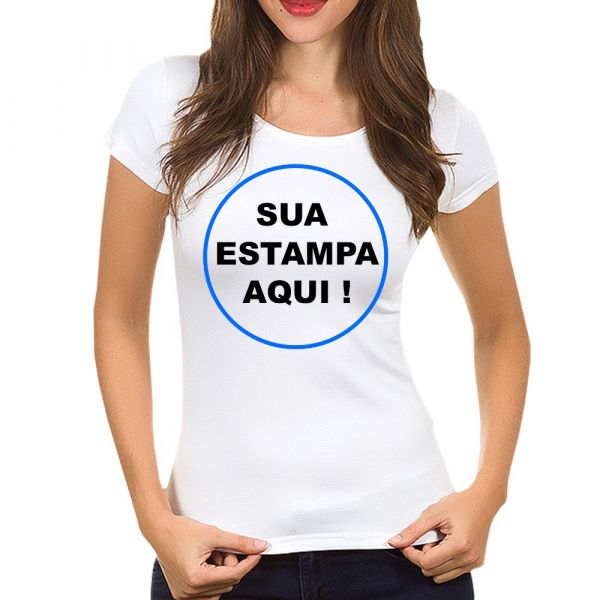 Camiseta baby look branca personalizada