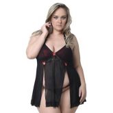 CAMISOLA PLUS SIZE TULE ABERTO PIMENTA KENTE
