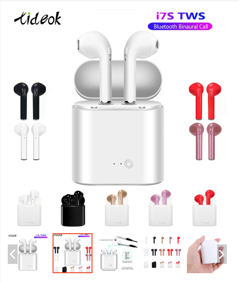 Fone de Ouvido Sem Fio TWS i7s Bluetooth com Microfone e Carregador para Todos Smartphone