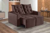 Estofado Retratil Reclinavel Itaguai 160 2x60 Veludo Marrom 17 Idealle