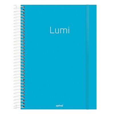 Caderno univ.capa dura 10x1 200fl Lumi azul claro 20536 Spiral Lumi PT 1 UN