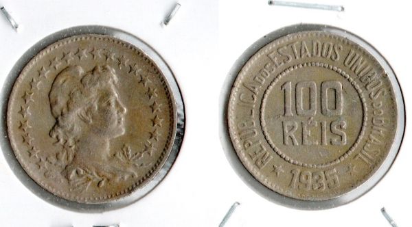 V089-1 - 100 Réis 1935 - Tiragem 3.442.000  - Linda Peça
