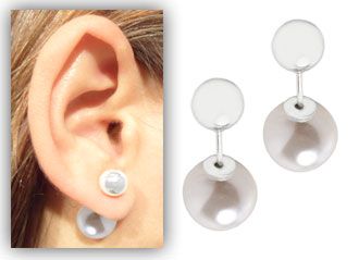 Brinco Dior Inspired folheado a prata c/ pérola sintética e