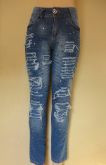 Calça  Jeans Skinny Destroyed Strass