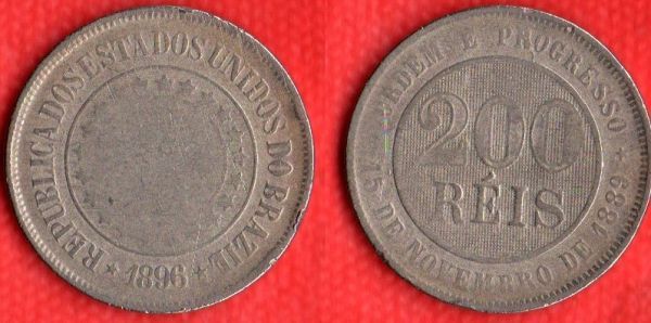 V049-2 - 200 Réis 1896  -Tiragem 2.850.000